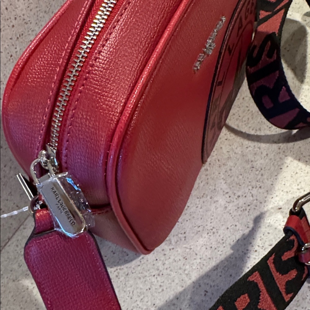 Karl Lagerfeld Crossbody Bag with Logo Guitar Strap includes Small Coin Pouch - Picture 8 of 9